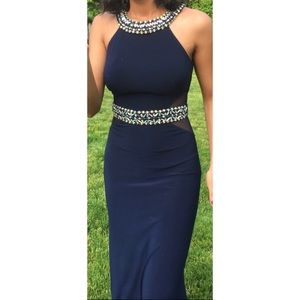 Navy blue sequin b. Darlin prom dress